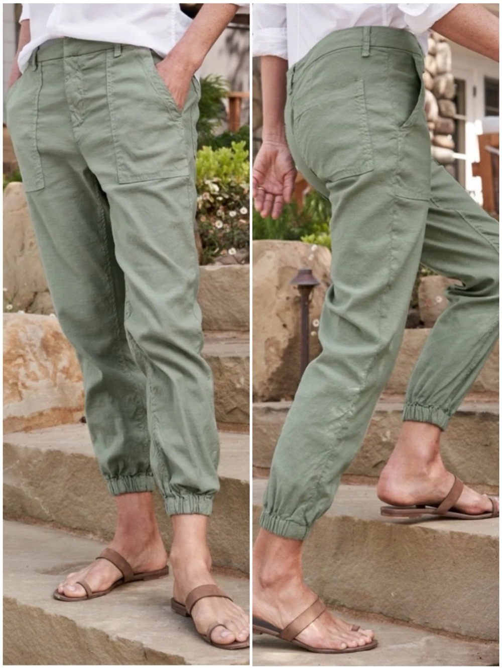 FRANK & EILEEN Women’s Size 12 Sage Green Cotton Linen Blend Jameson Jogger Pant